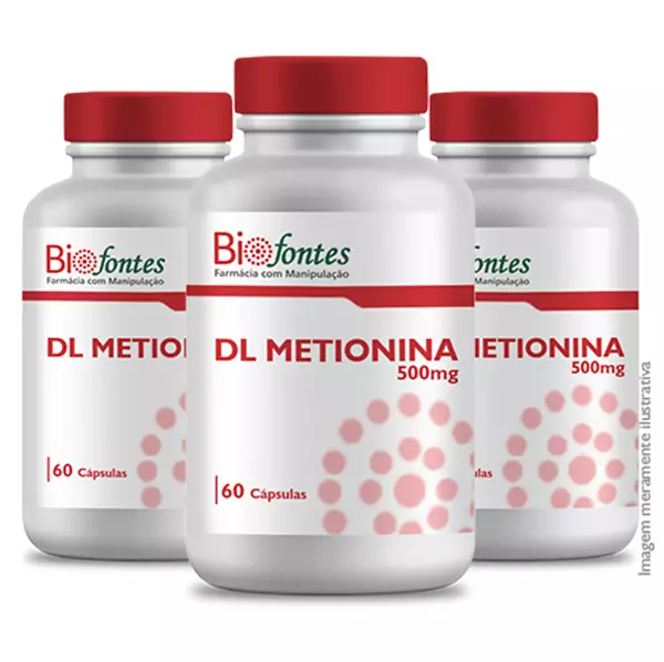 Mostrar detalhes para Kit 3 Potes de DL Metionina 500mg 60 Cápsulas Imagem de Kit 3 Potes de DL Metionina 500mg 60 Cápsulas