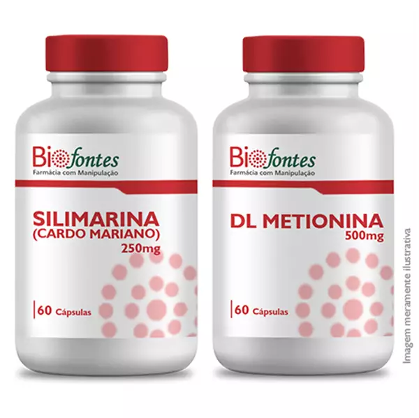 Imagem de 1 Pote Silimarina 250Mg 60  +1 Pote DL Metionina 500mg 60 Cápsulas