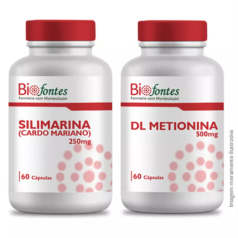1 Pote Silimarina 250Mg 60  +1 Pote DL Metionina 500mg 60 Cápsulas