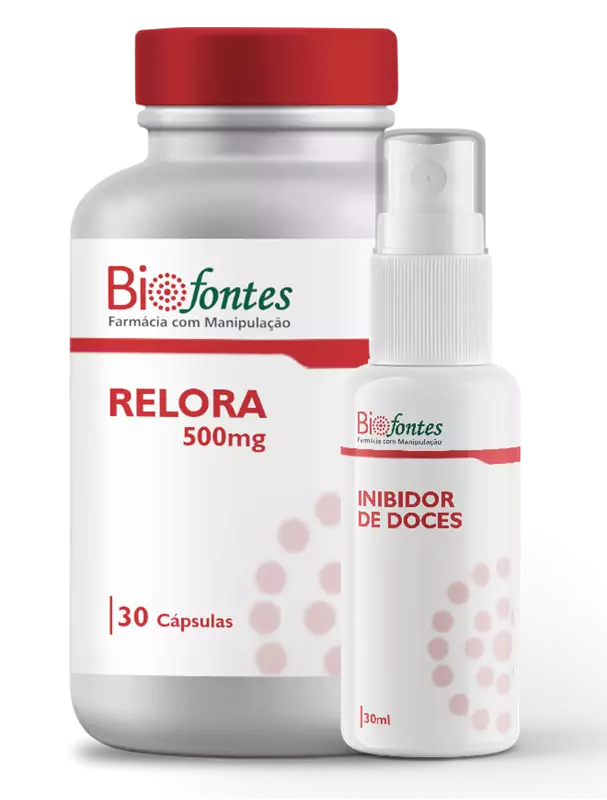 Kit Relora 500mg + Spray Inibidor de Doces | Controle da Compulsão Alimentar e Ansiedade | 30 Cápsulas + Spray 30ml