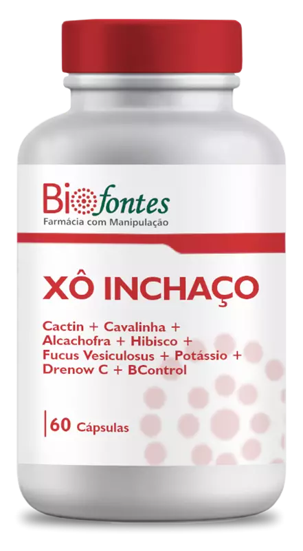 Xô Inchaço (Cactin® + Cavalinha + Alcachofra + Hibisco + Fucus Vesiculosus + Potássio + Drenow C® + BControl®) | Auxílio na Redução do Inchaço e Retenção de Líquidos | 60 Cápsulas